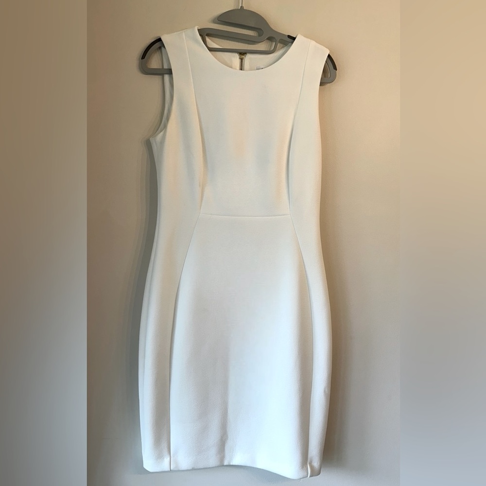 Calvin Klein Classic Sheath Dress Size 6 Ivory/White